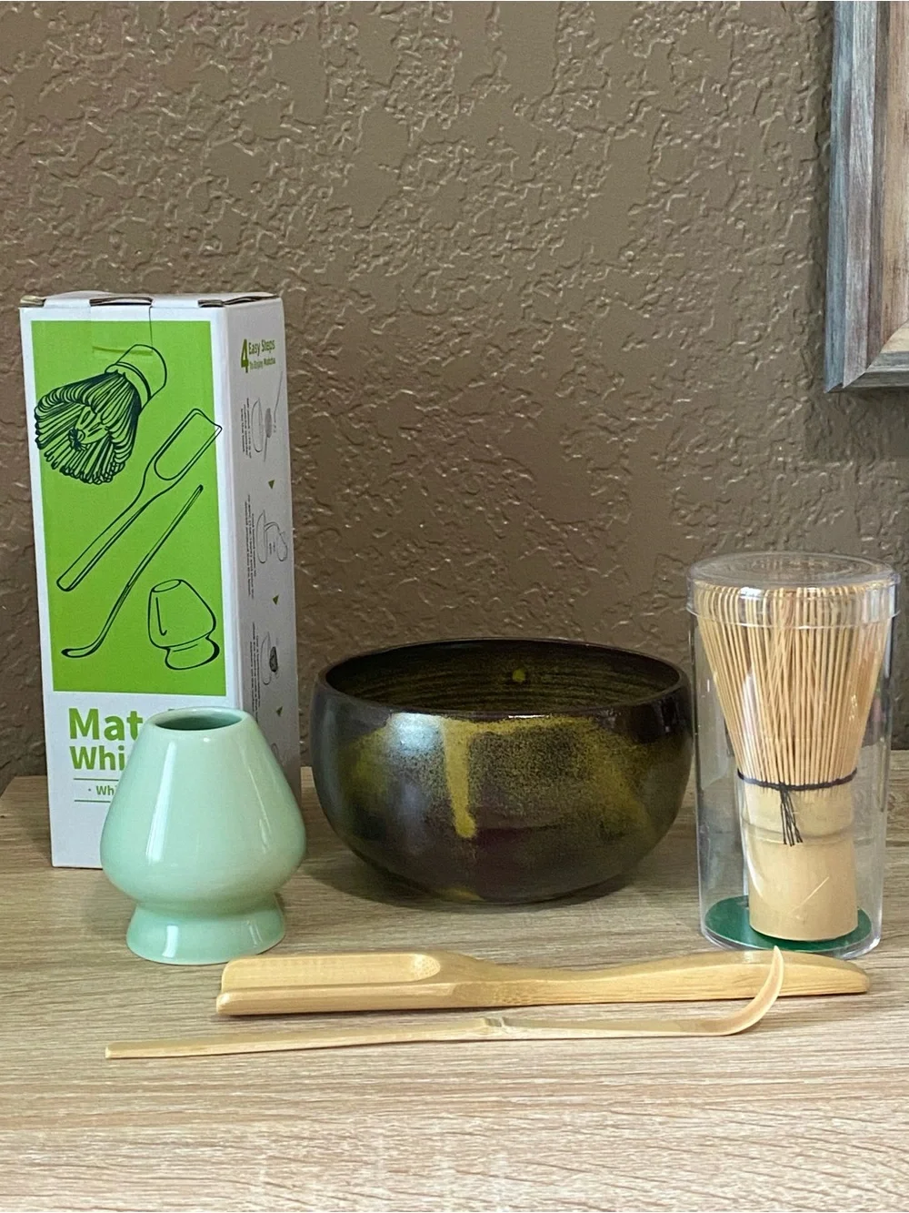 Handmade Ceramic Matcha Bowl Set with Bamboo Tools